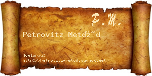 Petrovitz Metód névjegykártya